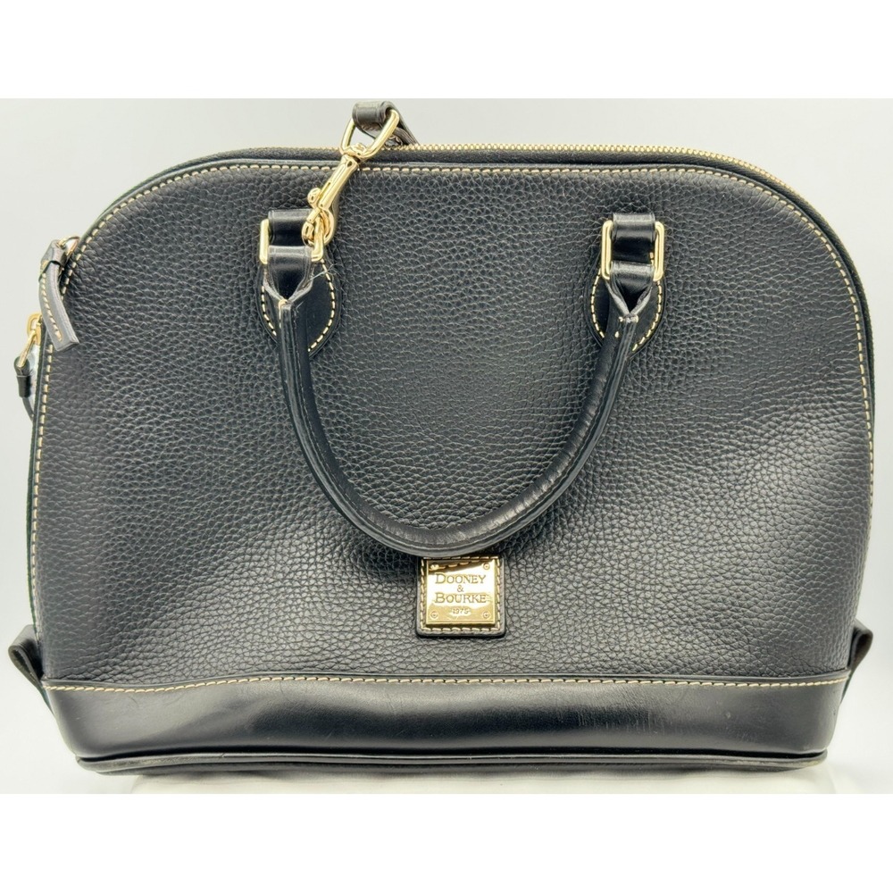 Dooney & Bourke Pebble Grain Black Satchel Bag - Leather - Zip - 9 1/2 x 13 x 5
